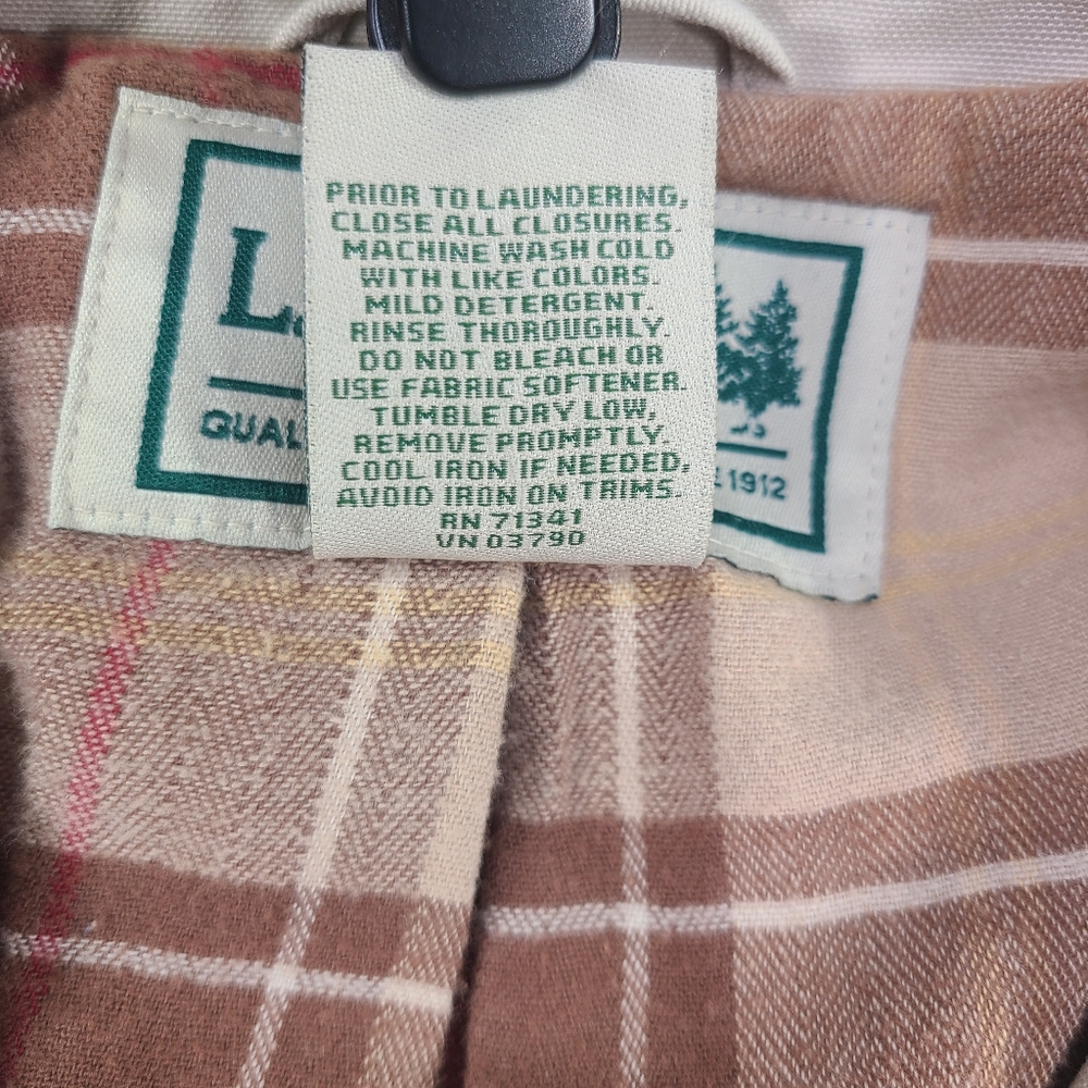 LL Bean Field Barn Work Chore Coat Jacket Small Regular Khaki Plaid Lined 267093 - Picture 3 of 13